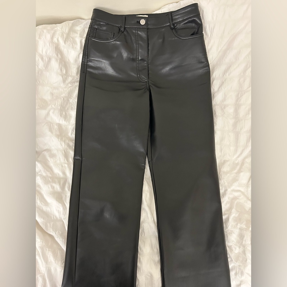 Aritzia Wilfred Melina Black Leather Pants Size 6